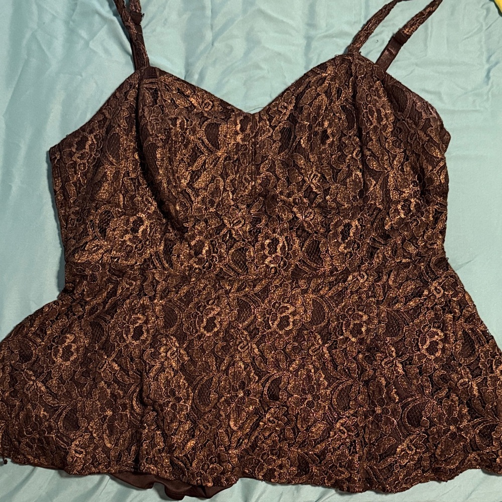 Gold Lace Sweetheart Neck Bustier Top